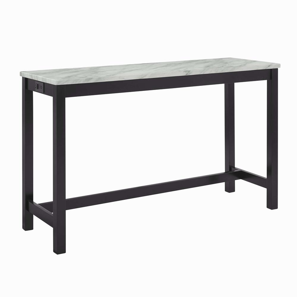 Furniture Celeste 4-Piece Faux Marble & Wood Bar Set in Black. Picture 4