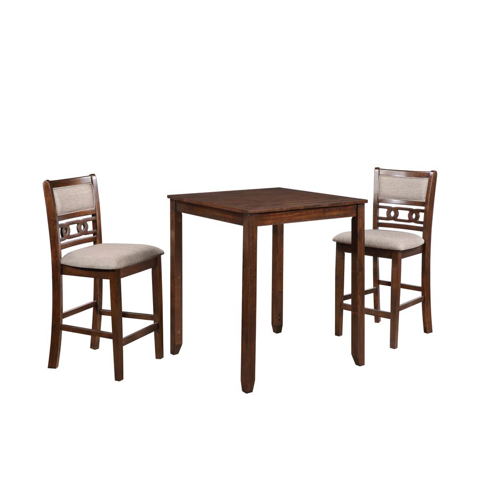 Furniture Gia Solid Wood Counter Table 2 Chairs in Cherry Brown. Picture 7