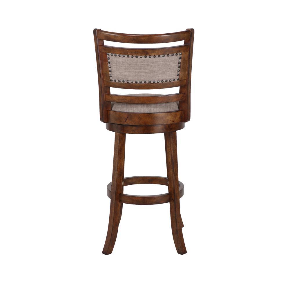 Aberdeen Wood Swivel Bar Stool with Fabric Seat in Dark Brown. Picture 3