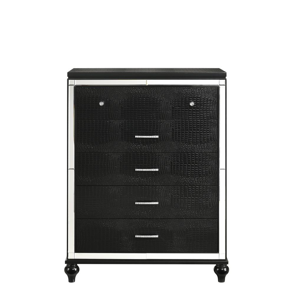 Furniture Modern Style Solid Wood Chest in Black Finish. Picture 2