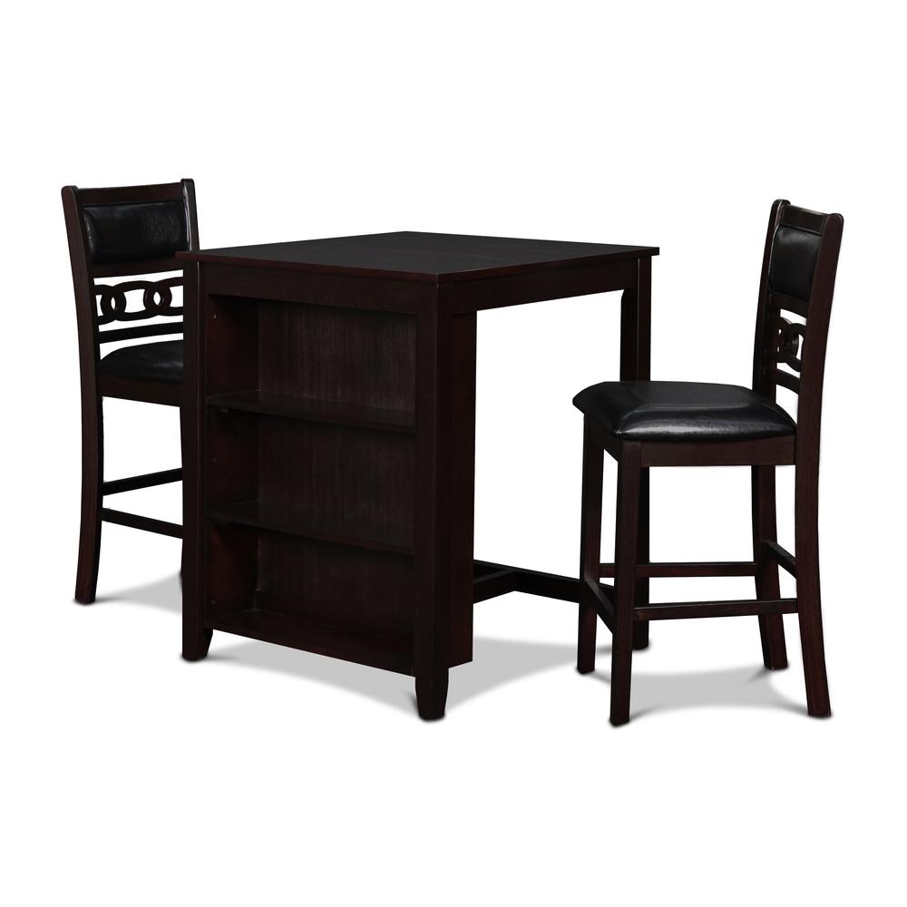 Furniture Gia Solid Wood Counter Table 2 Chairs in Ebony Black. Picture 5