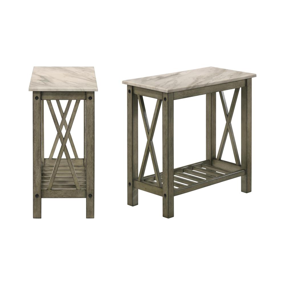Eden Gray Wood End Table with Faux Marble Top (Set of 2). Picture 1