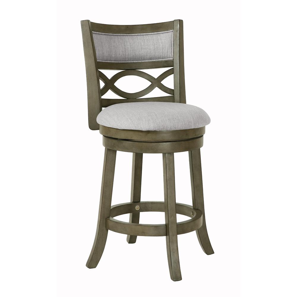 New Classic Manchester Gray Wood Swivel Counter Stool w/ Fabric Seat (Set of 2). Picture 2