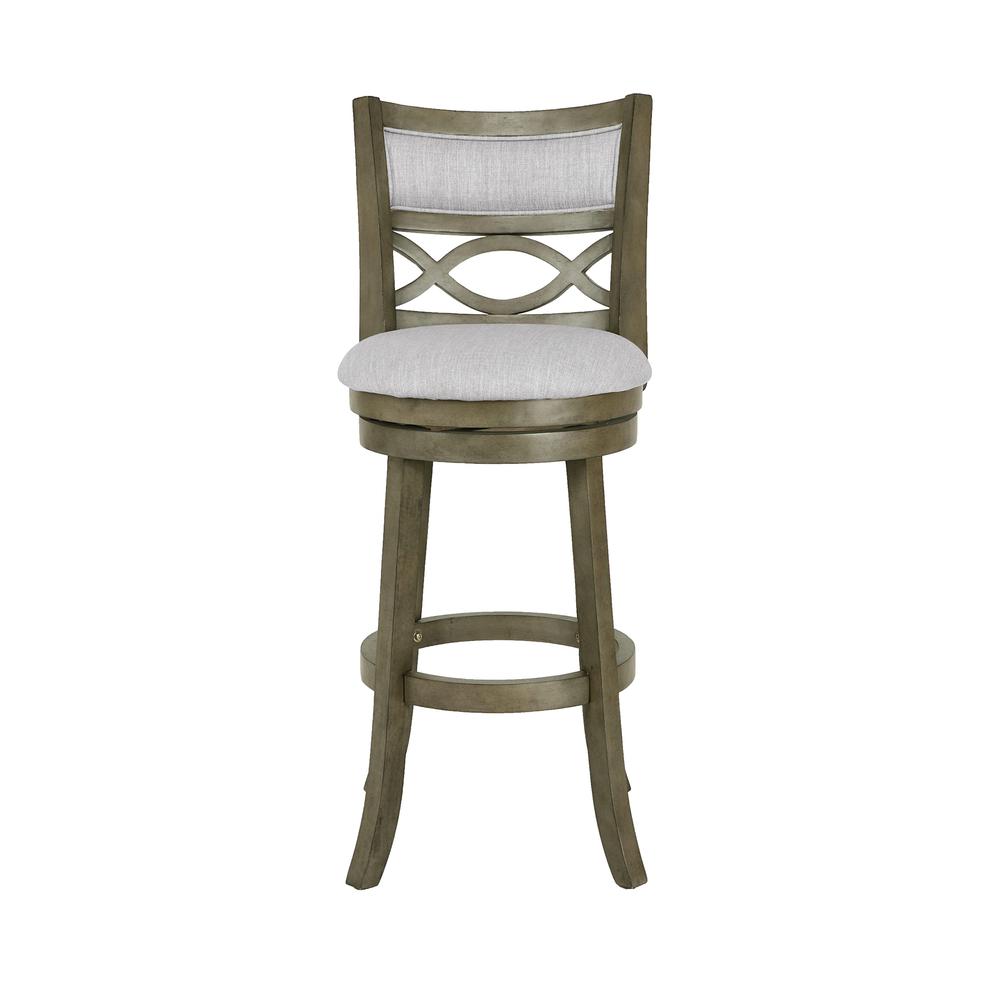 New Classic Manchester Gray Wood Swivel Bar Stool with Fabric Seat (Set of 2). Picture 3