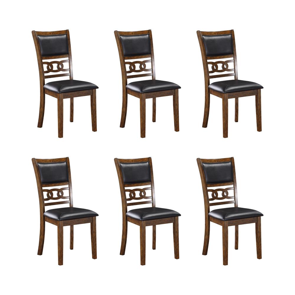 Gia Brown Wood Dining Chair with PU Seat (Set of 6). Picture 1