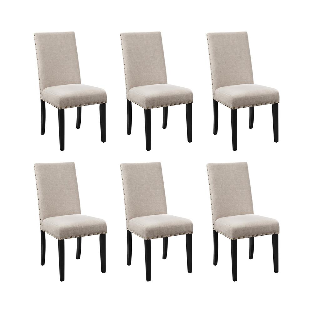 Crispin Natural Beige Solid Wood Dining Chair (Set of 6). Picture 1