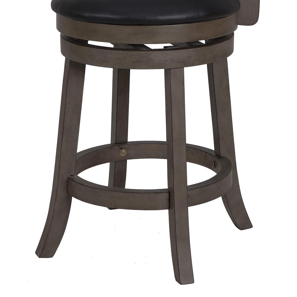 New Classic Manchester Gray Wood Swivel Counter Stool with PU Seat (Set of 2). Picture 6