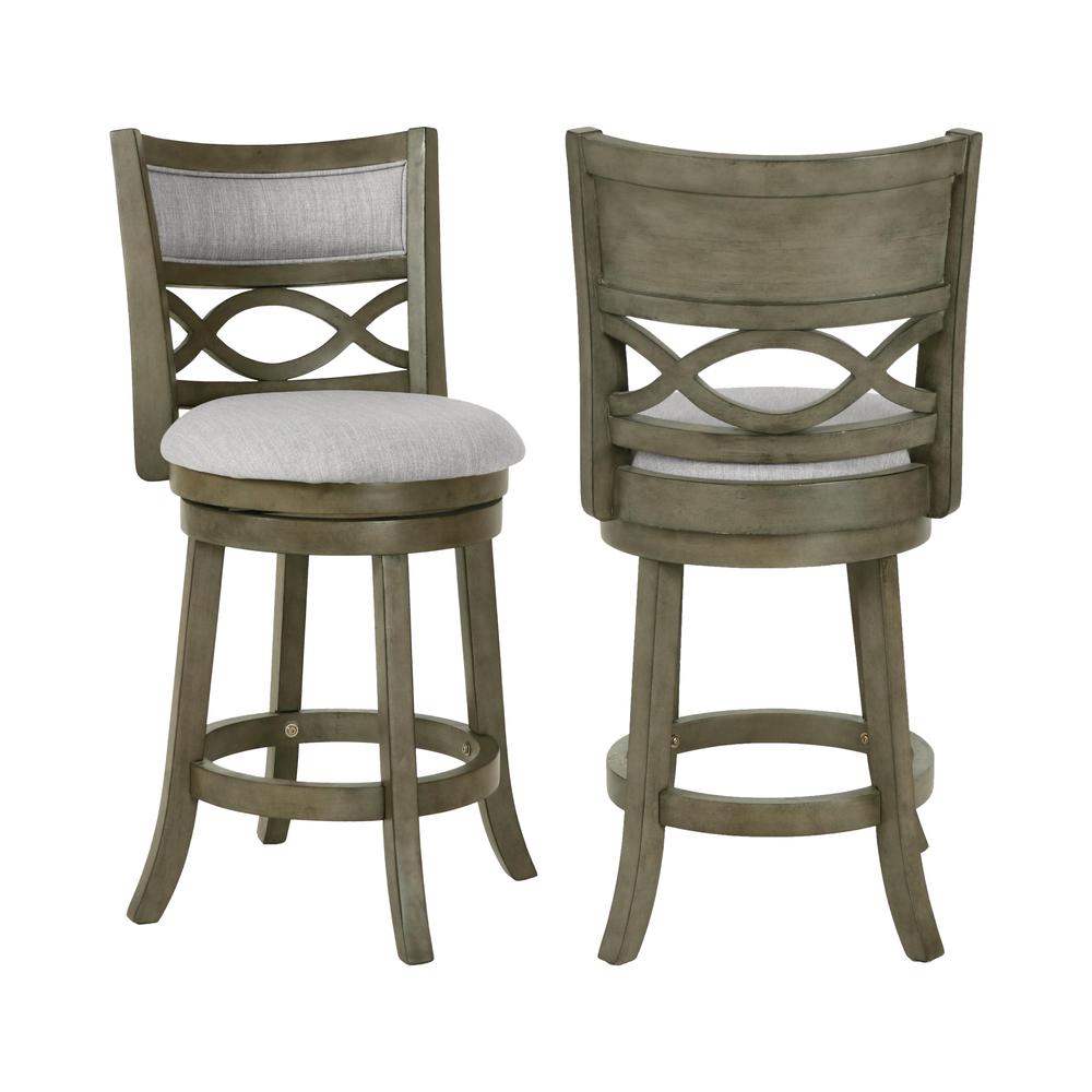 New Classic Manchester Gray Wood Swivel Counter Stool w/ Fabric Seat (Set of 2). Picture 1
