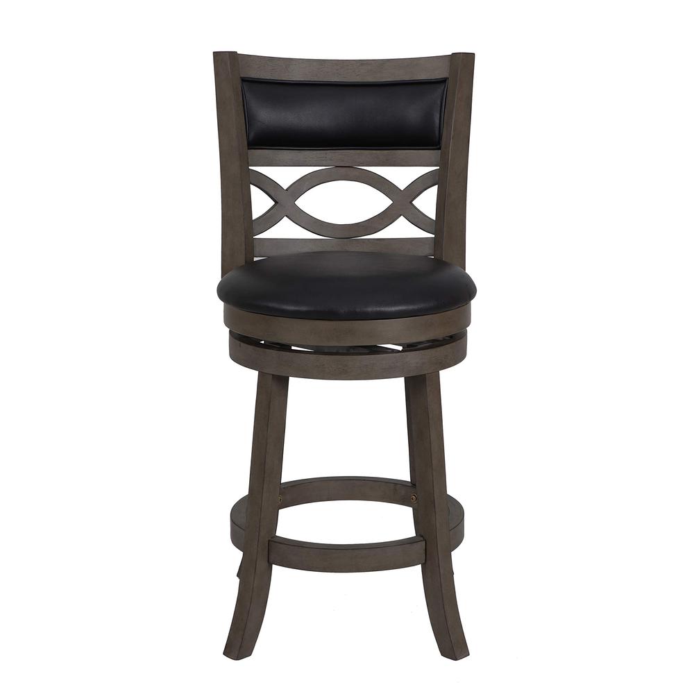 New Classic Manchester Gray Wood Swivel Counter Stool with PU Seat (Set of 2). Picture 3