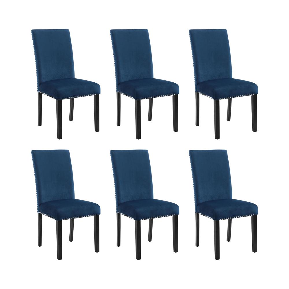 Celeste Blue Wood Upholstered Dining Chair (Set of 6). Picture 1