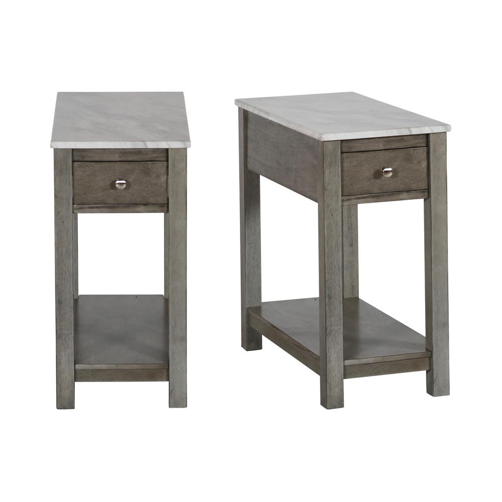 Noah Gray Wood End Table with Faux Marble Top (Set of 2). Picture 1