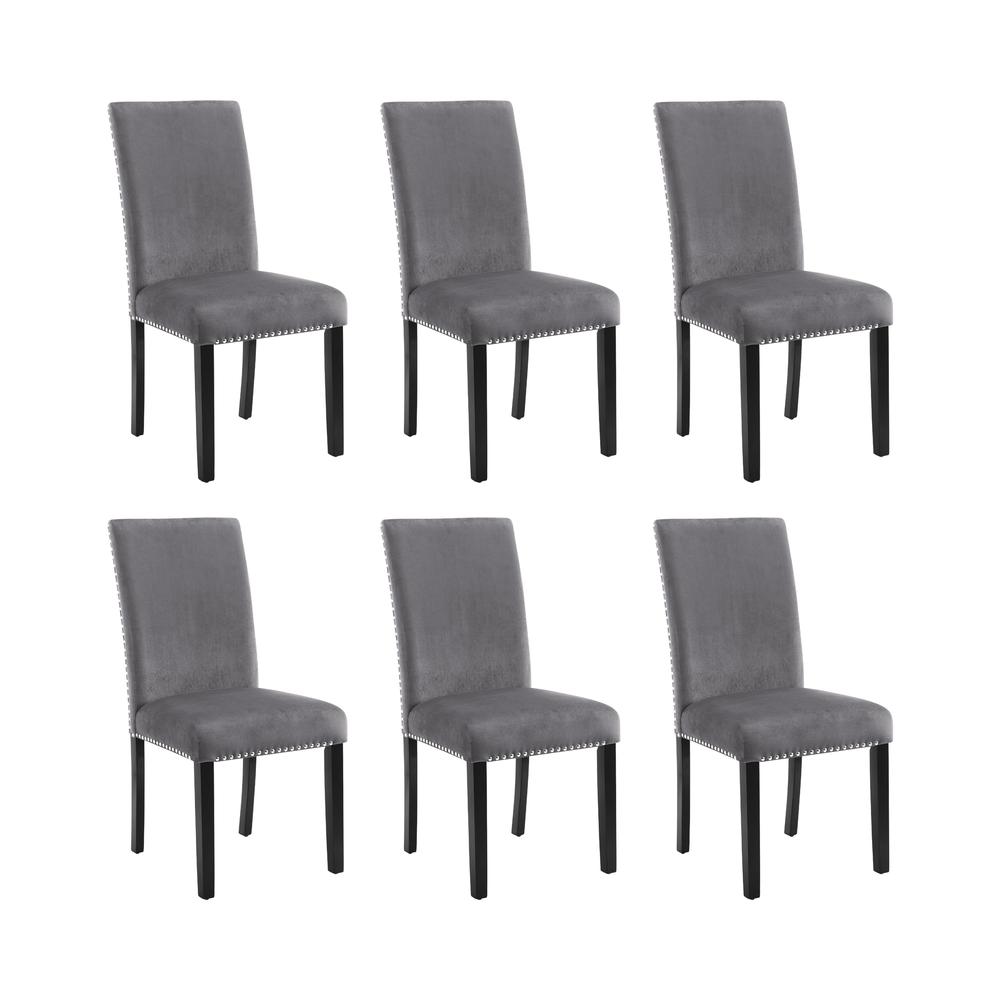 Celeste Gray Wood Upholstered Dining Chair (Set of 6). Picture 1