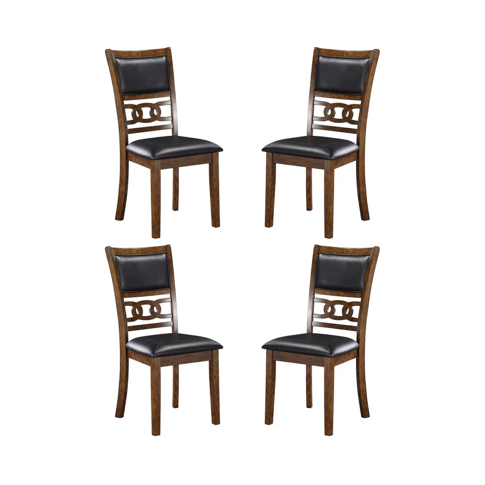 Gia Brown Wood Dining Chair with PU Seat (Set of 4). Picture 1