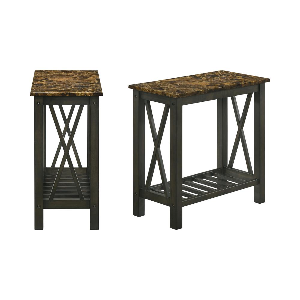 New Classic Eden Espresso Wood End Table with Faux Marble Top (Set of 2). Picture 1