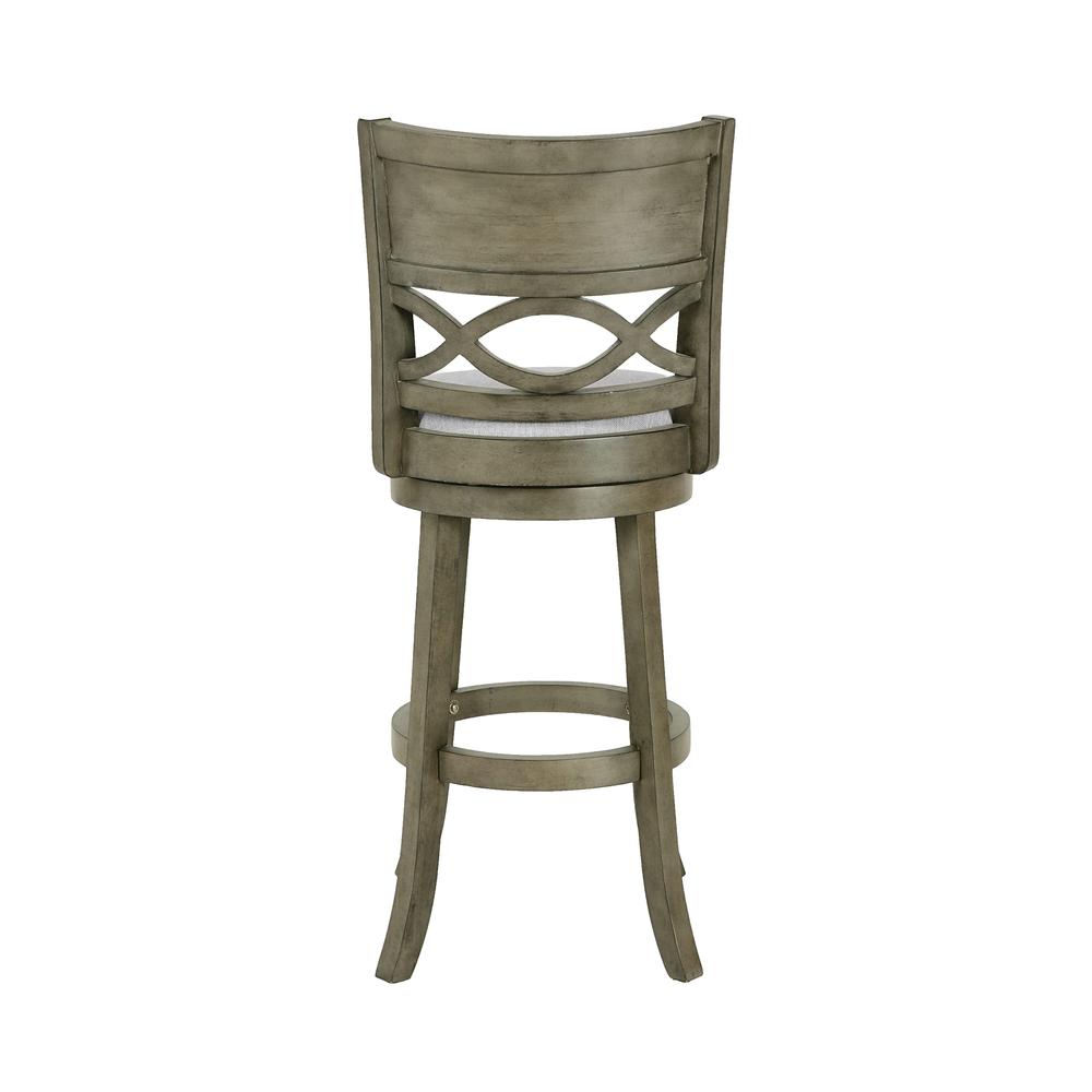 New Classic Manchester Gray Wood Swivel Bar Stool with Fabric Seat (Set of 2). Picture 4