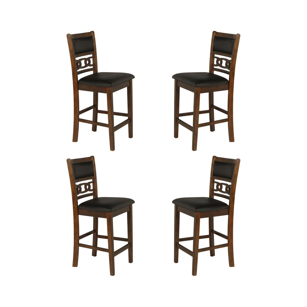 Gia Brown Wood Counter Chair with PU Seat (Set of 4). Picture 1