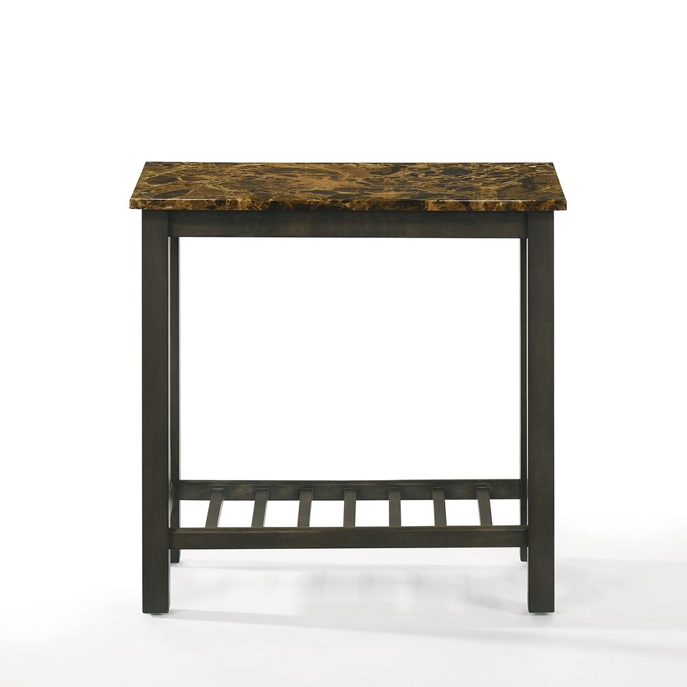 New Classic Eden Espresso Wood End Table with Faux Marble Top (Set of 2). Picture 3