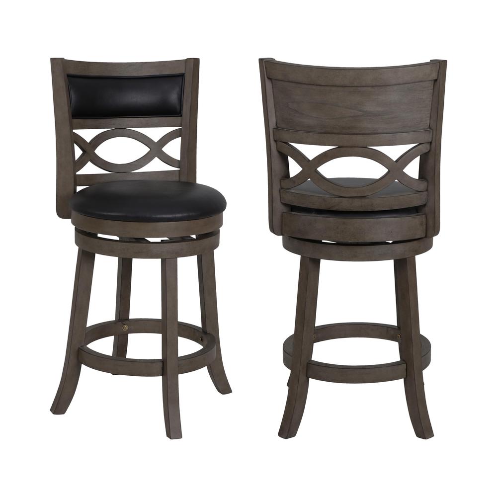 New Classic Manchester Gray Wood Swivel Counter Stool with PU Seat (Set of 2). Picture 1
