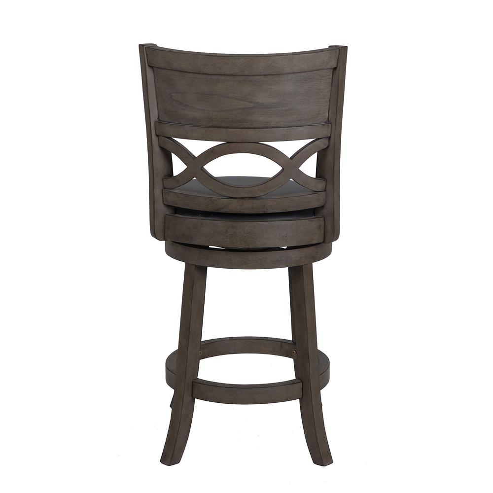 New Classic Manchester Gray Wood Swivel Counter Stool with PU Seat (Set of 2). Picture 4