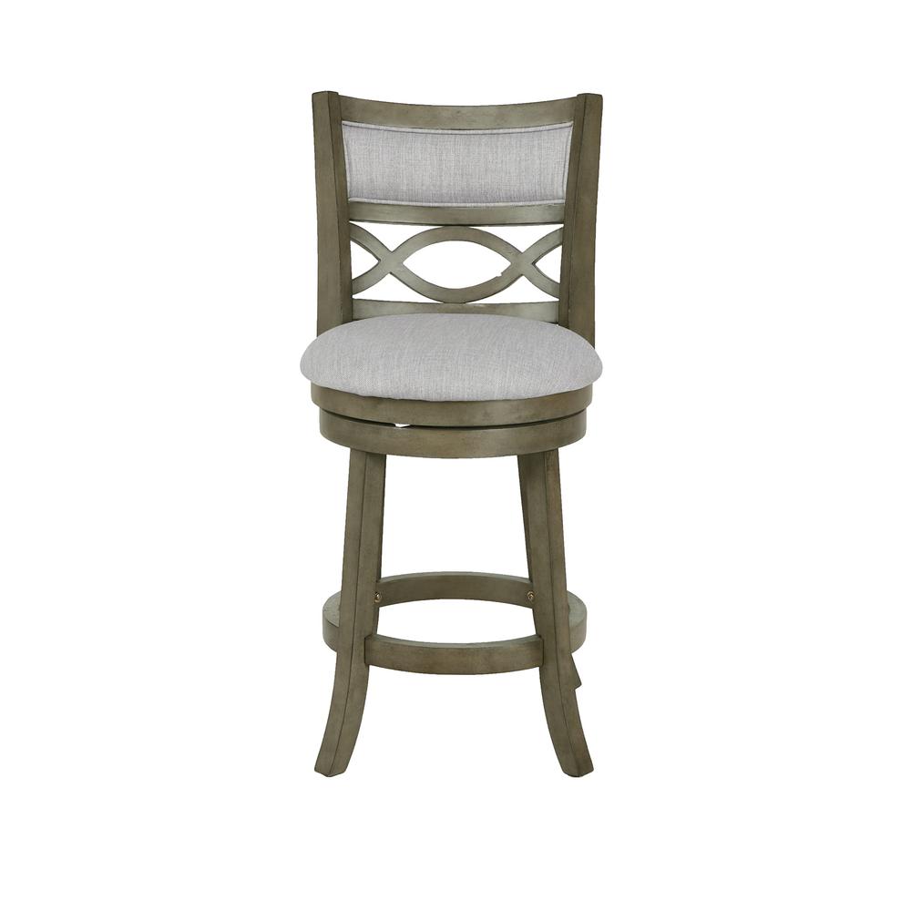 New Classic Manchester Gray Wood Swivel Counter Stool w/ Fabric Seat (Set of 2). Picture 3