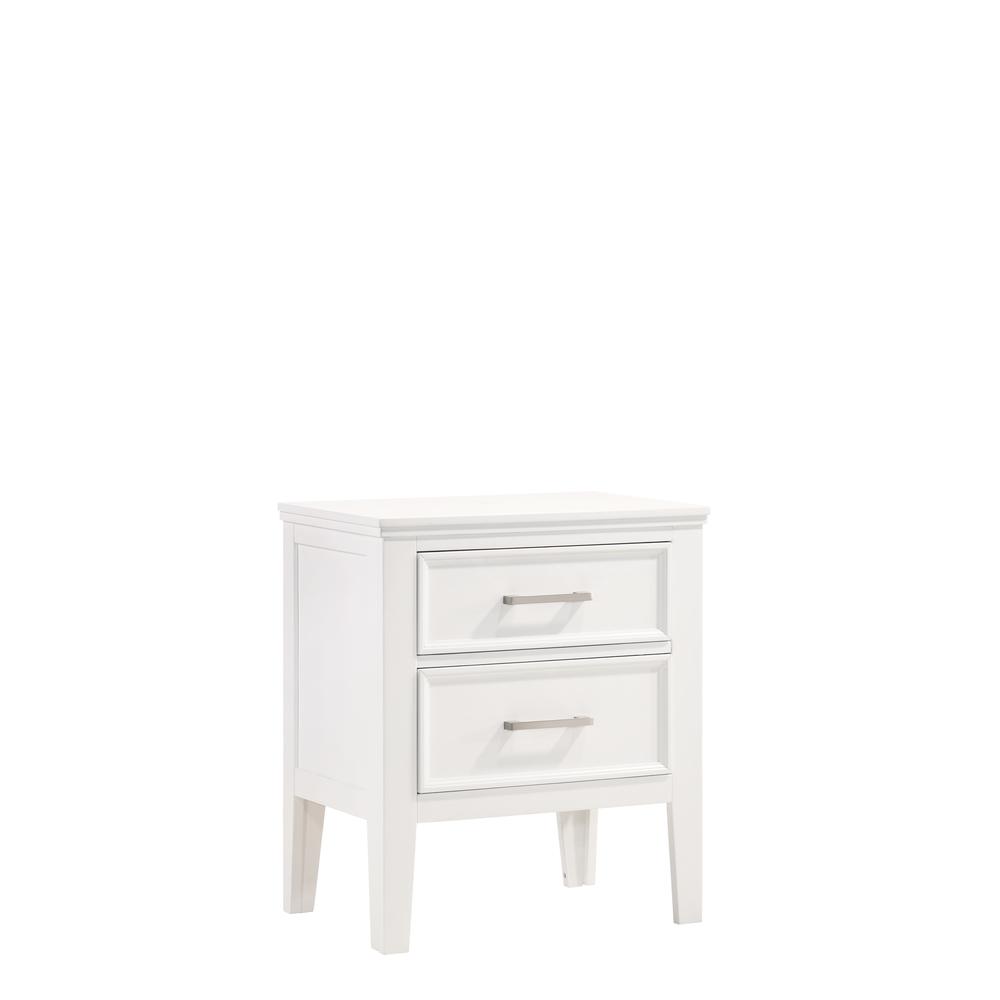 Furniture Andover Wood Nightstand with 2 Drawers in White. Picture 1