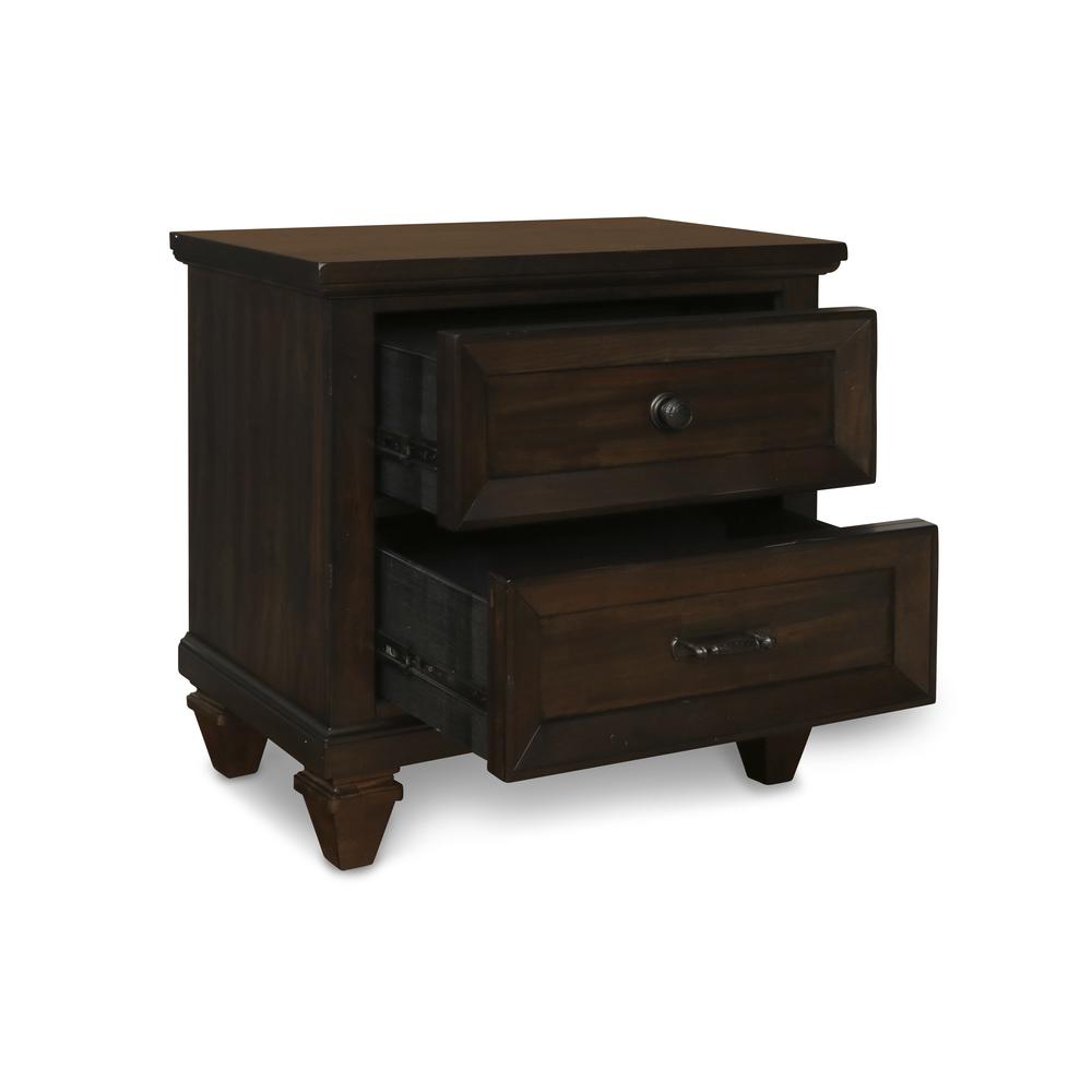 Furniture Sevilla Solid Wood 2-Drawer Nightstand in Walnut. Picture 3
