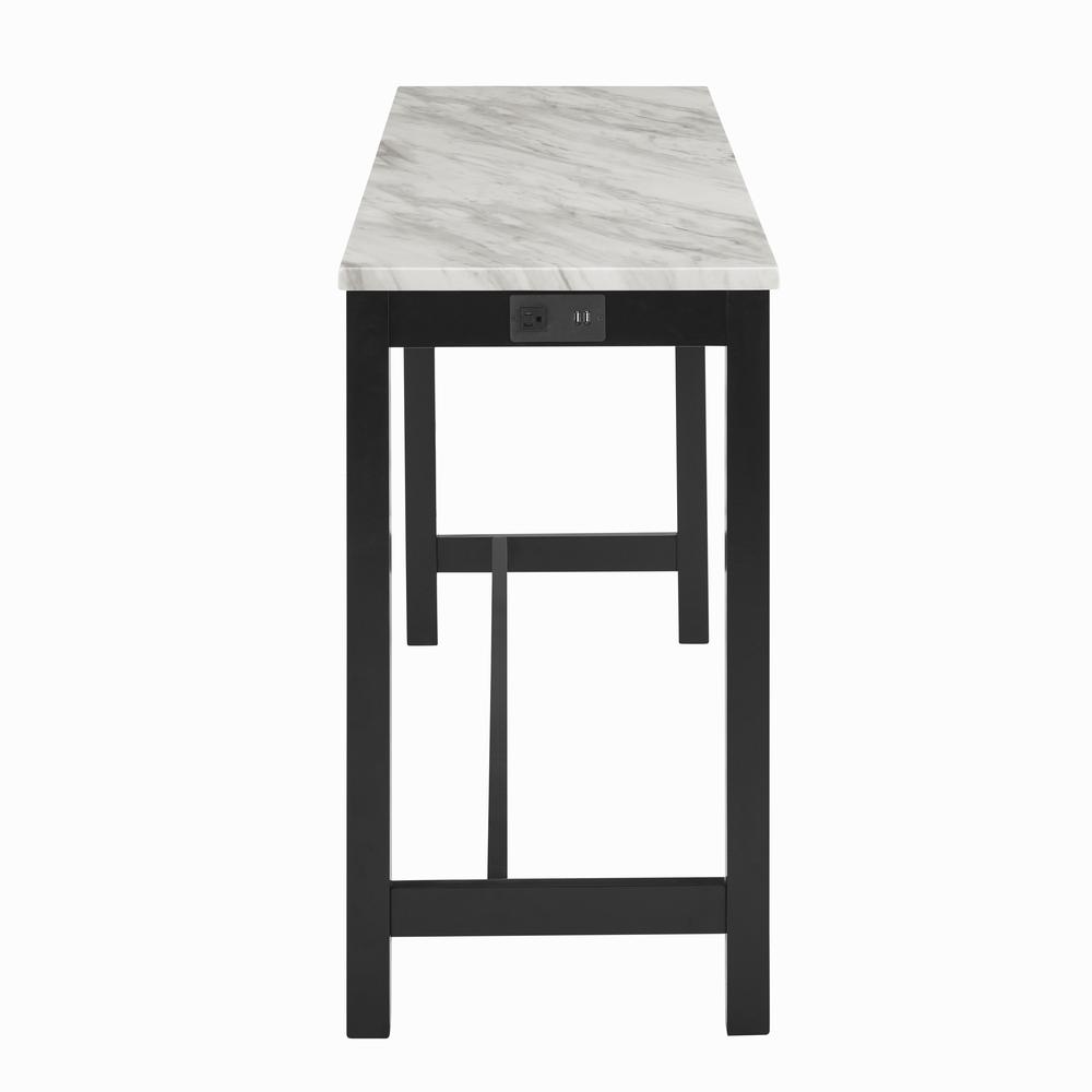 Furniture Celeste 4-Piece Faux Marble & Wood Bar Set in Black. Picture 6