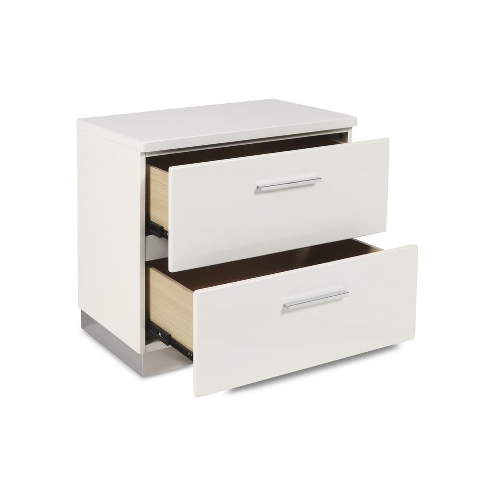 Furniture Sapphire Solid Wood 2-Drawer Nightstand in White. Picture 3