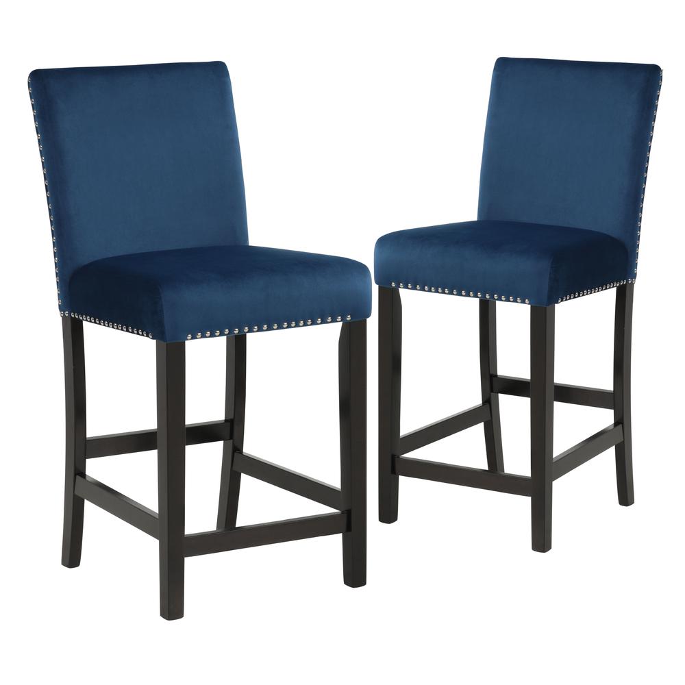 Furniture Celeste 39.5" Wood Counter Chair in Blue (Set of 2). Picture 1
