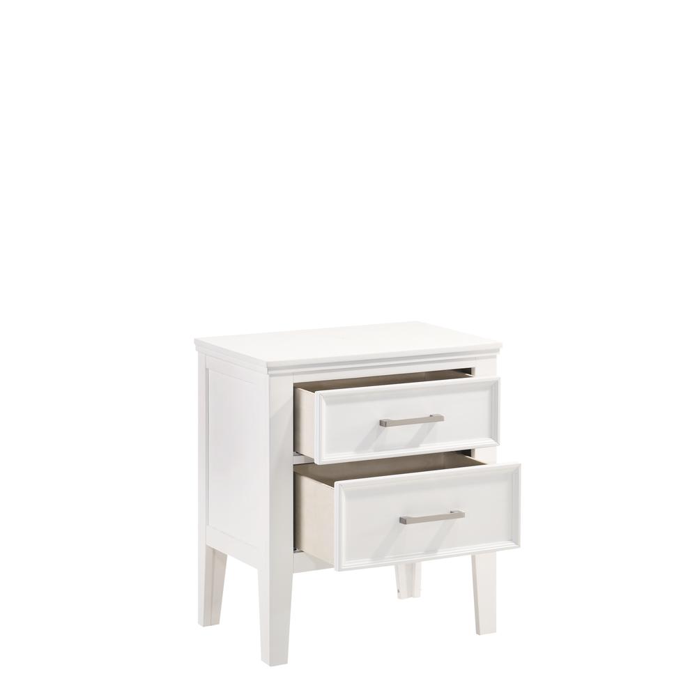 Furniture Andover Wood Nightstand with 2 Drawers in White. Picture 2