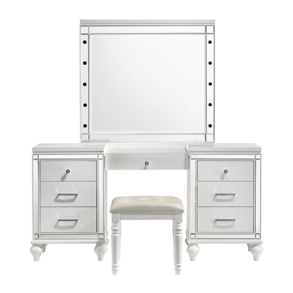 Valentino Vanity Table Stool-White. Picture 2