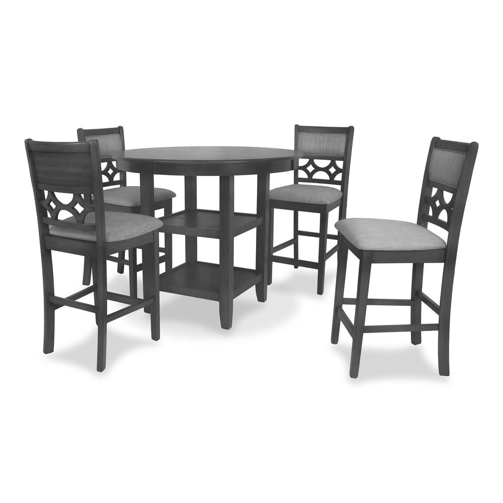 Furniture Mitchell 5-Piece Transitional Wood Counter Set in Gray. Picture 1