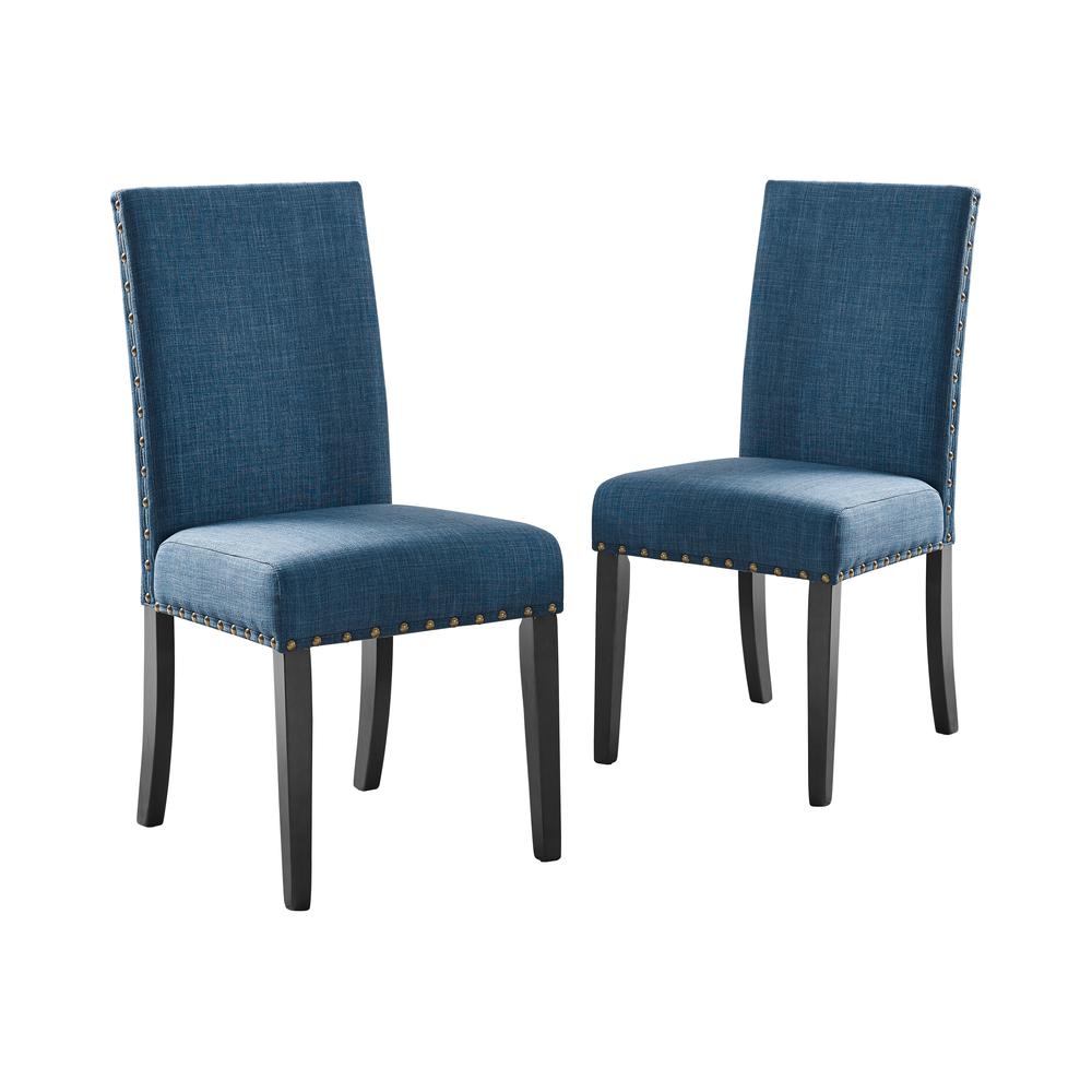 Furniture Crispin 19" Fabric Dining Chairs in Blue (Set of 2). Picture 1