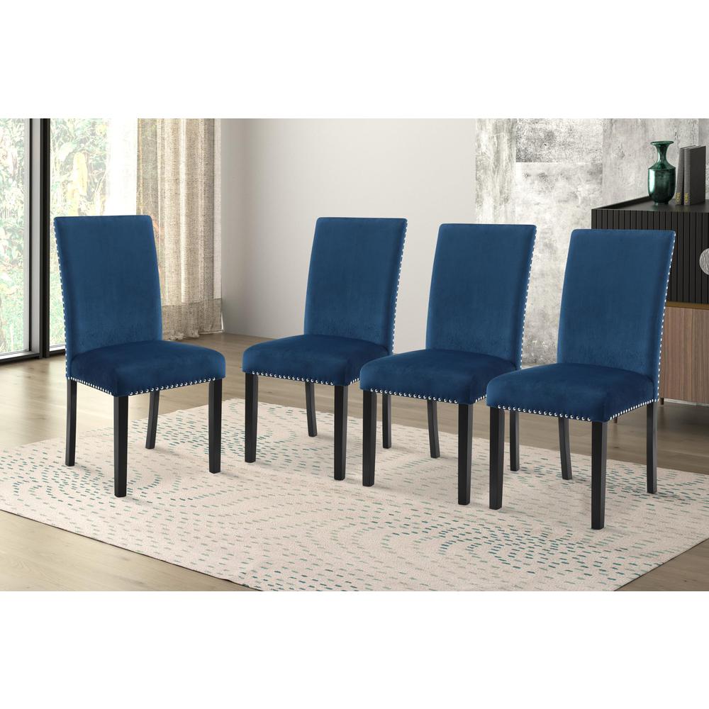 Celeste Blue Wood Upholstered Dining Chair (Set of 4). Picture 8