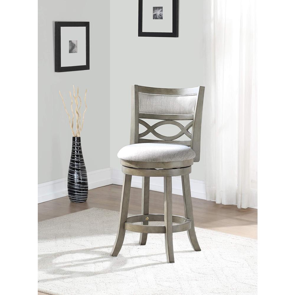 New Classic Manchester Gray Wood Swivel Counter Stool w/ Fabric Seat (Set of 2). Picture 7