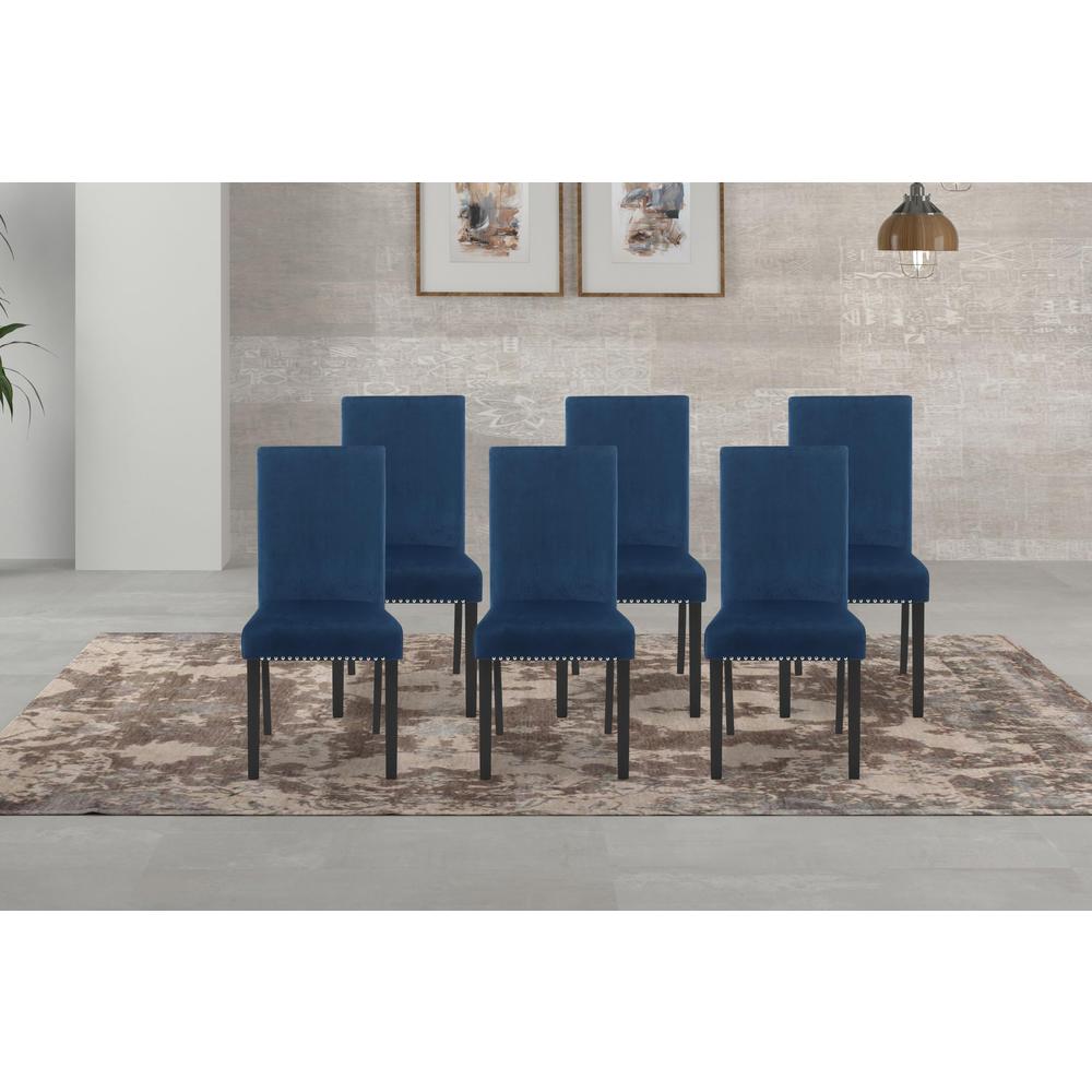 Celeste Blue Wood Upholstered Dining Chair (Set of 6). Picture 8