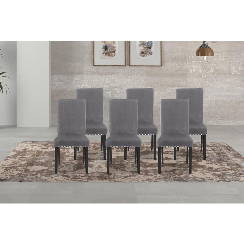 Celeste Gray Wood Upholstered Dining Chair (Set of 6). Picture 7