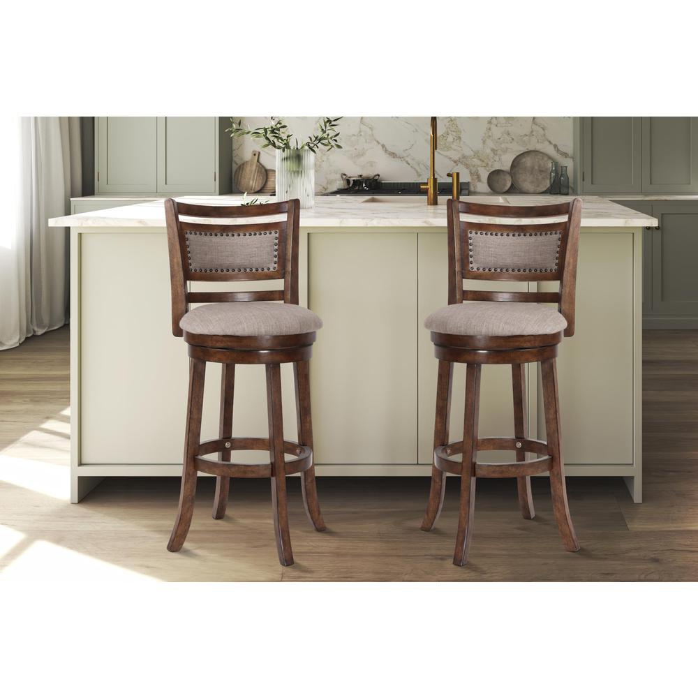 Aberdeen Brown Solid Wood Swivel Bar Stool (Set of 2). Picture 7
