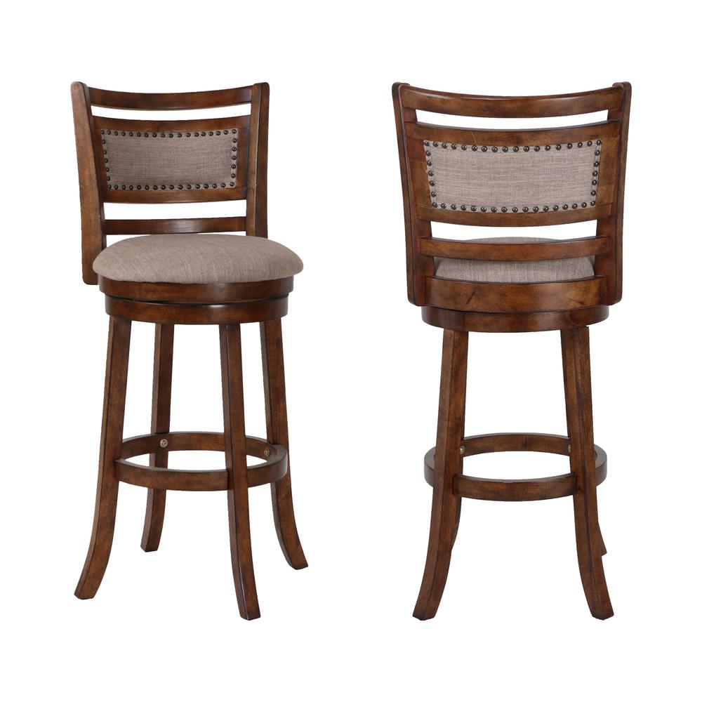 Aberdeen Brown Solid Wood Swivel Bar Stool (Set of 2). Picture 1