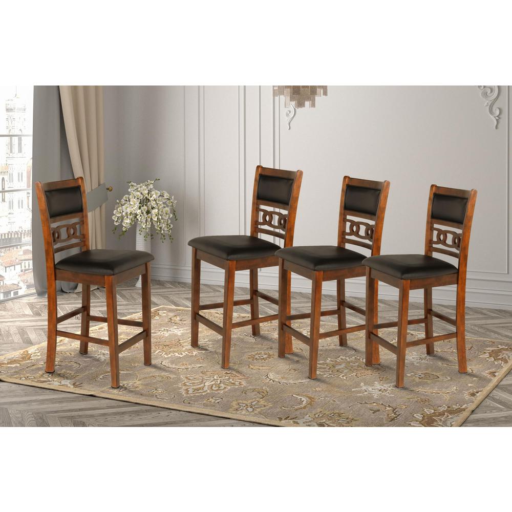 Gia Brown Wood Counter Chair with PU Seat (Set of 4). Picture 8