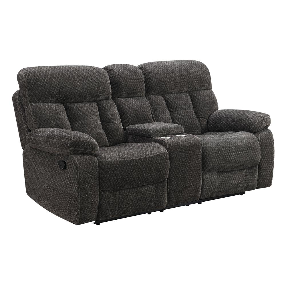 Bravo Console Loveseat W/ Dual Recliners-Charcoal. Picture 1
