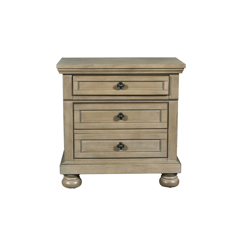 Furniture Allegra 3-Drawer Wood Nightstand in Pewter. Picture 2