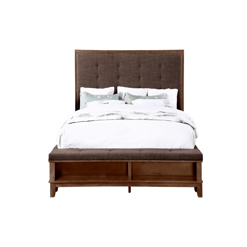 Furniture Cagney Contemporary Solid Wood 5/0 Queen Bed in Brown. Picture 2