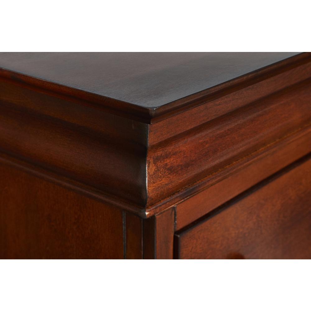 Versailles Solid Wood 5-Drawer Lift Top Chest in Bordeaux Cherry. Picture 6