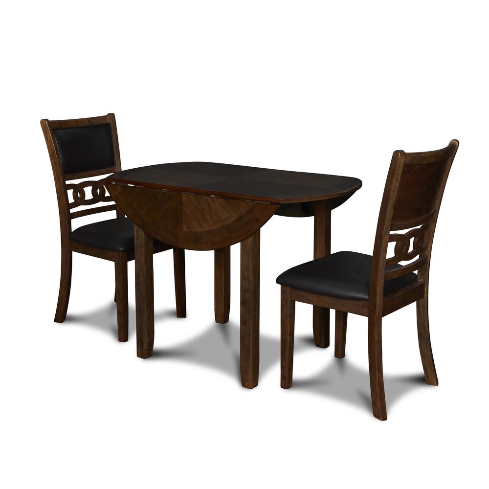 Furniture Gia Solid Wood Dining Drop Leaf Table 2 Chairs in Brown. Picture 1