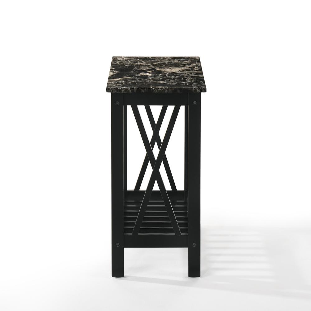 Furniture Eden 1-Shelf Faux Marble & Wood End Table in Black. Picture 3