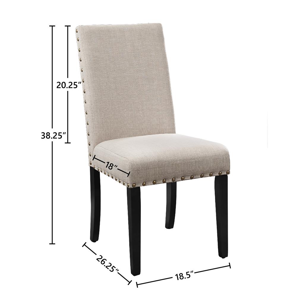 Furniture Crispin 19" Fabric Dining Chairs in Beige (Set of 2). Picture 4