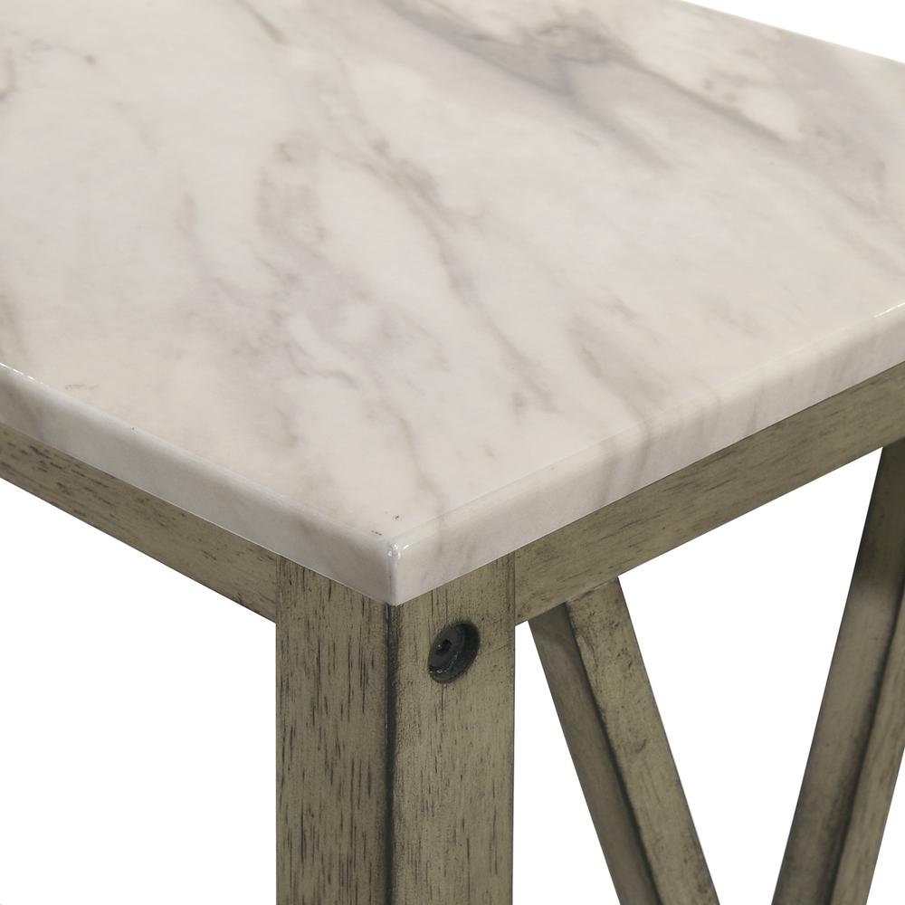 Furniture Eden 1-Shelf Faux Marble & Wood End Table in Gray. Picture 4
