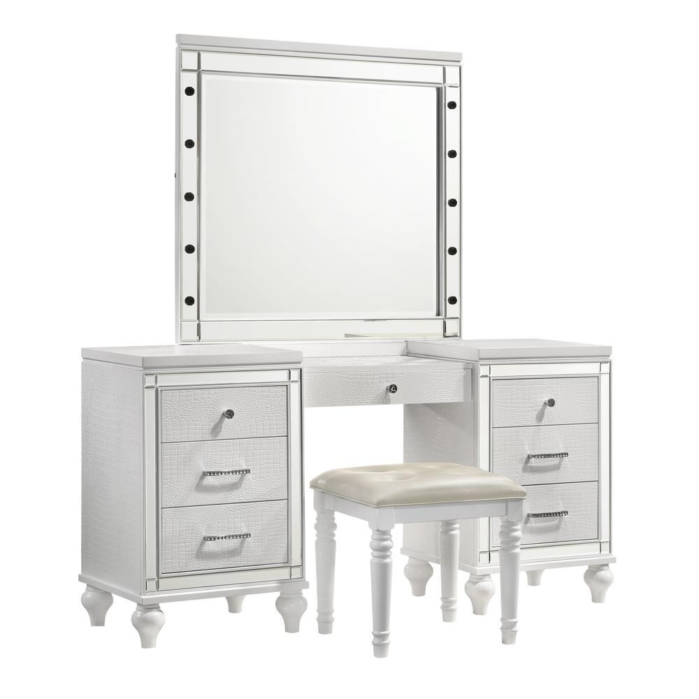 Valentino Vanity Table Stool-White. Picture 1