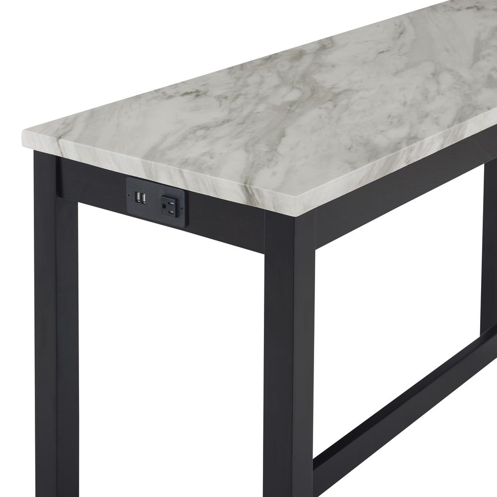 Furniture Celeste 4-Piece Faux Marble & Wood Bar Set in Black. Picture 7